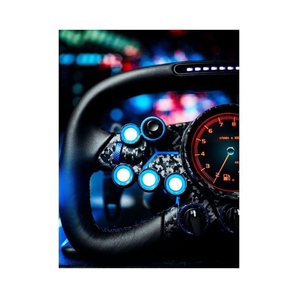 MOZA vision GS wheel RGBs lit up and centre dash with RPM left