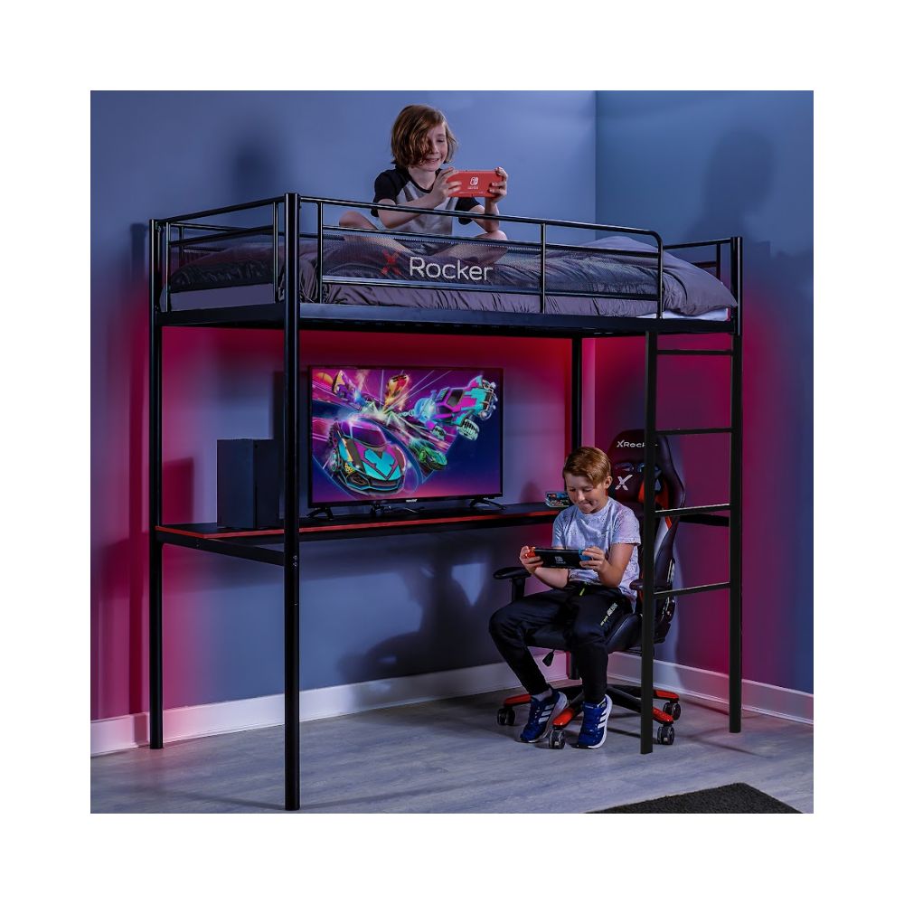 X Rocker HQ High Sleeper Gaming Bed With Desk