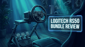 Logitech RS50 Bundle review hero - PS5 sim racing direct drive wheelbase Australia 2026