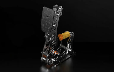 PXN Vector X clutch pedal angled render with carbon fibre face and orange spring