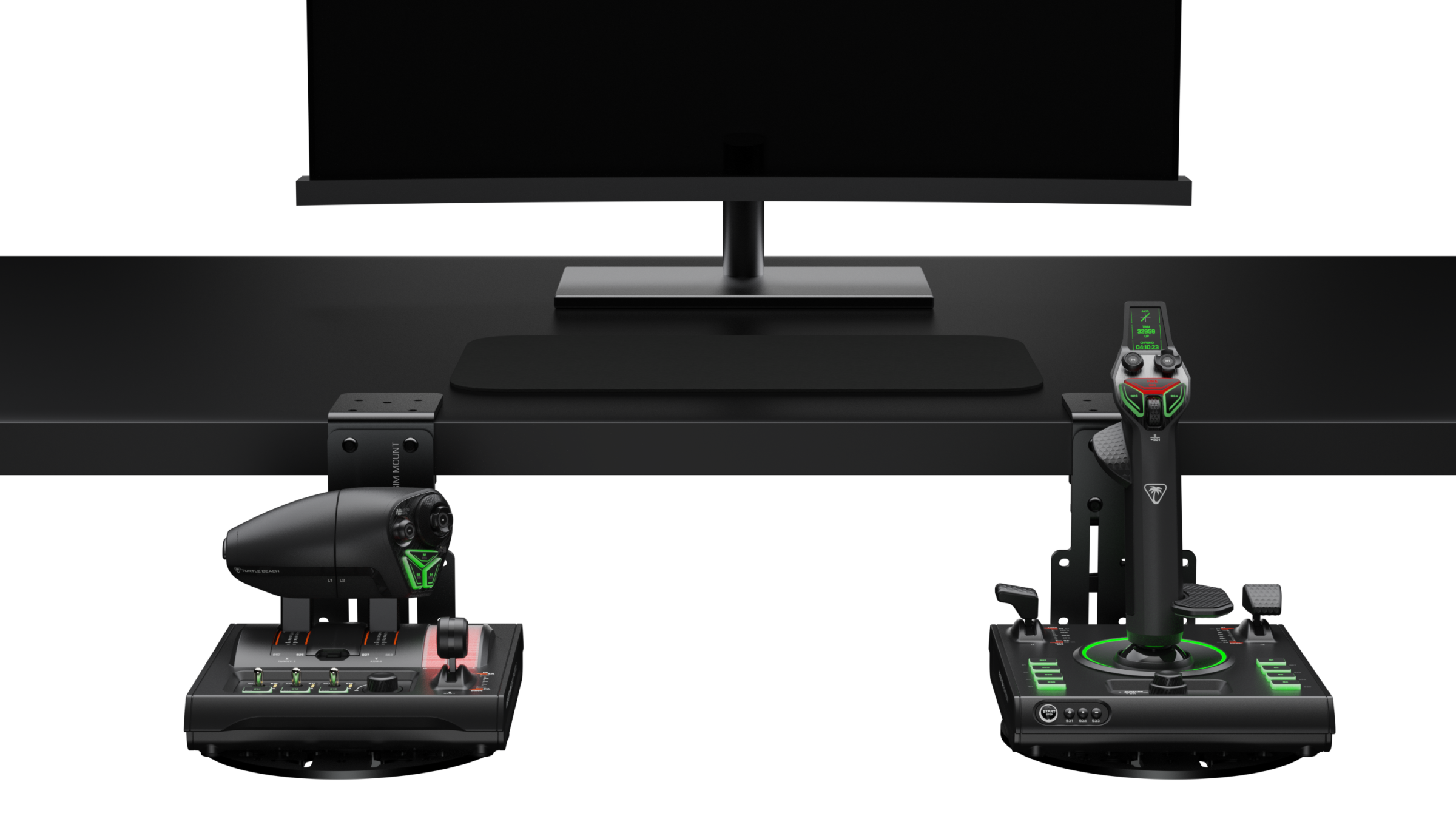 VelocityOne Universal Sim Mount in a side-stick configuration