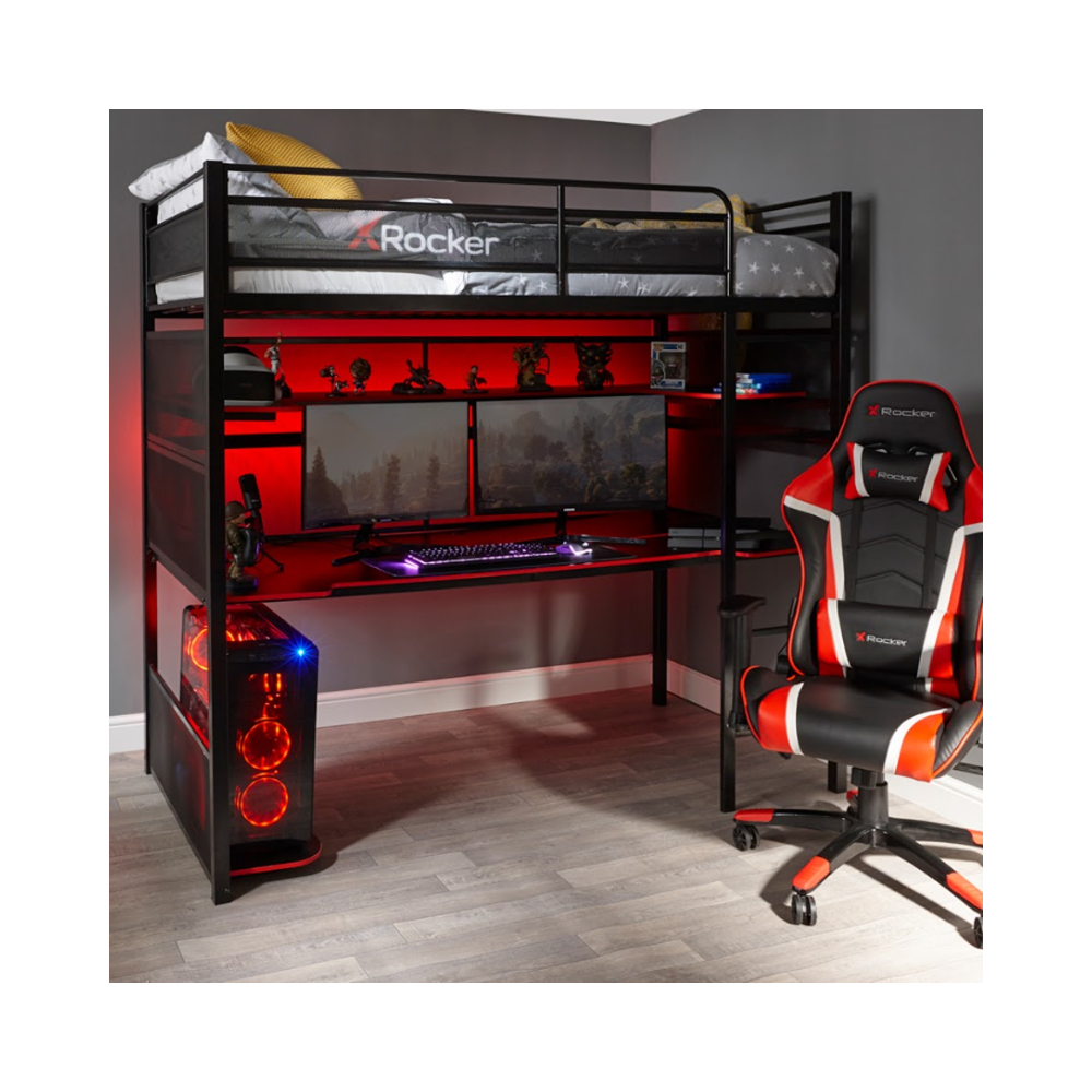 Shop X Rocker Battlestation Gaming Bunk Bed Desk Gamer Gear Direct