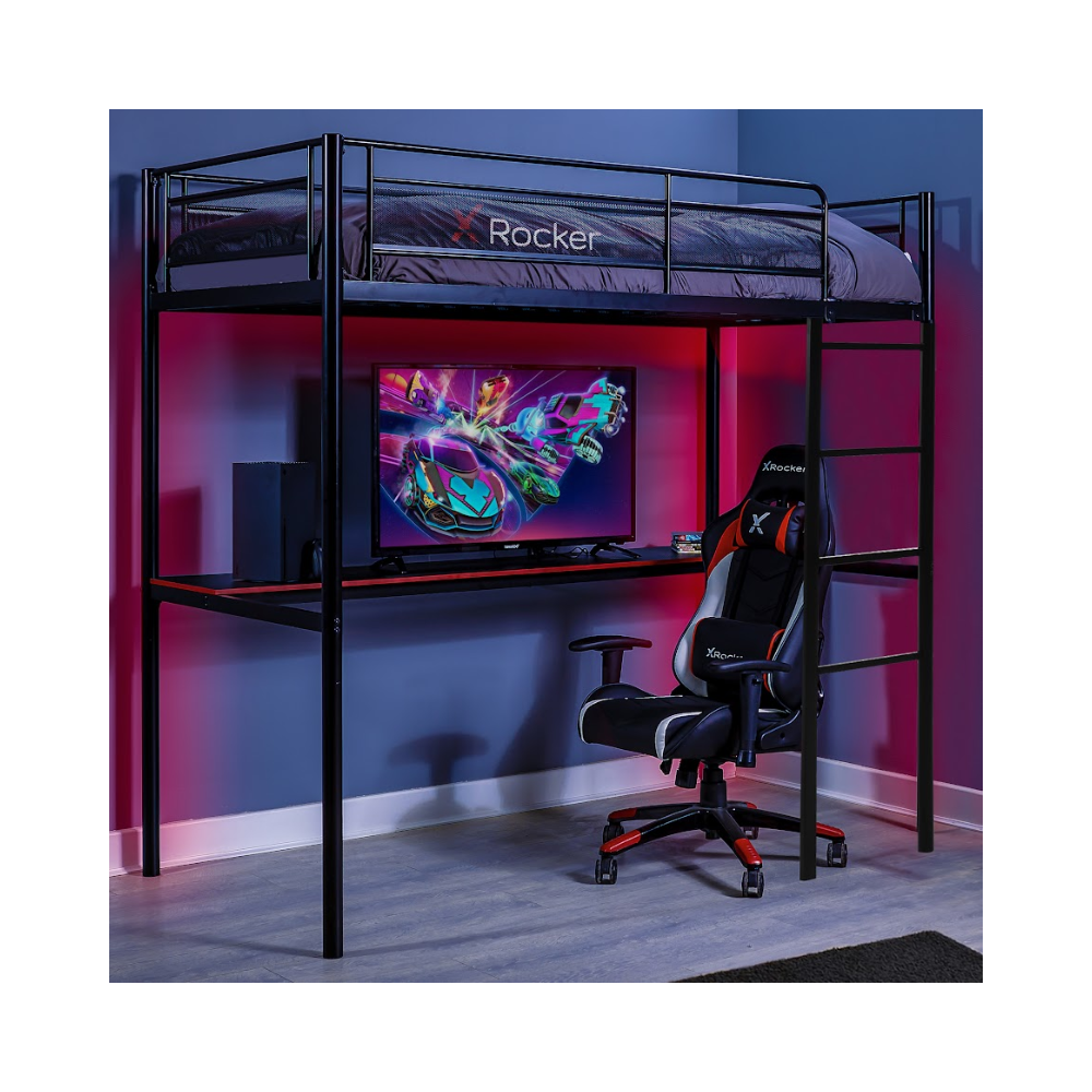 X Rocker HQ High Sleeper Gaming Bed & Desk