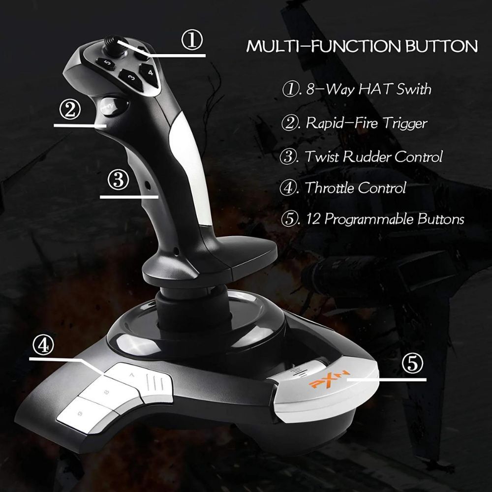 PXN F16 controls including hat switch, trigger and twist rudder