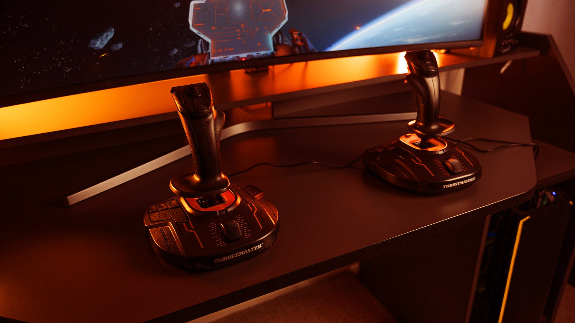 Pair of T.16000M FCS sticks set up for dual-stick flying