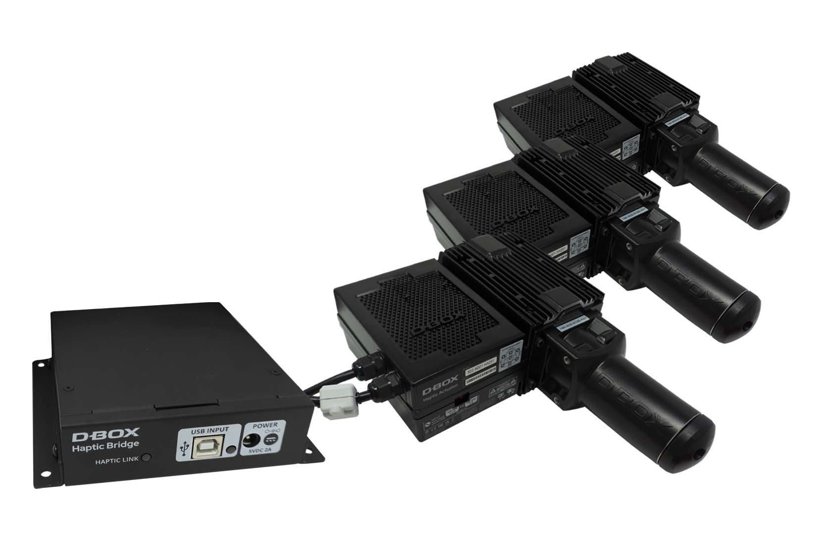 Trak Racer Motion System with 3 Actuators & Sim Base, shown with a D-BOX wheelbase 8