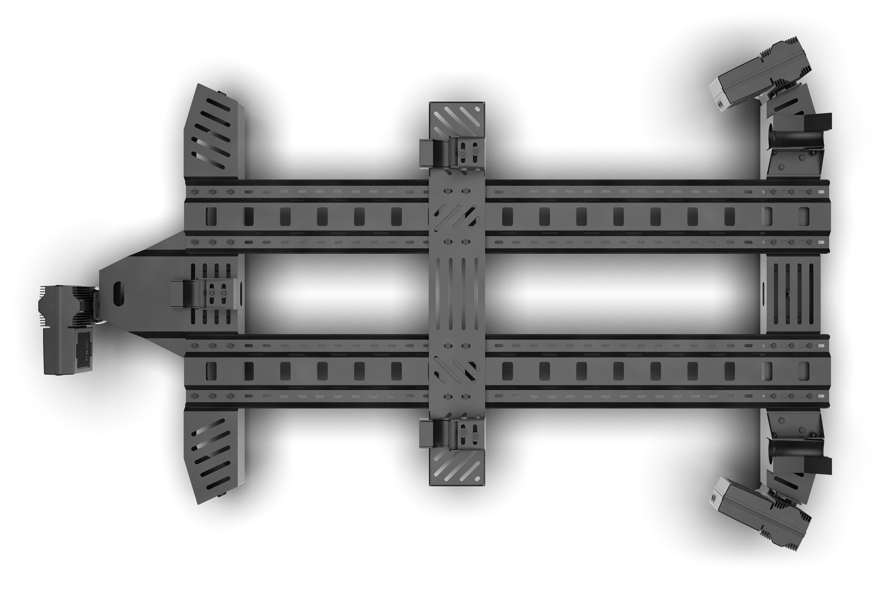 Trak Racer Motion System with 3 Actuators & Sim Base, shown with a D-BOX wheelbase 6