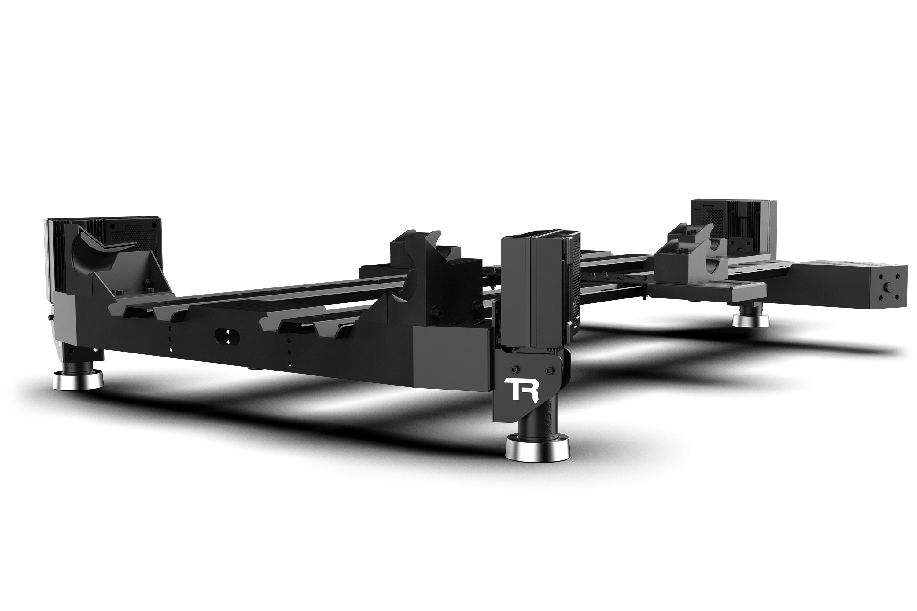 Trak Racer Motion System with 3 Actuators & Sim Base, shown with a D-BOX wheelbase 4