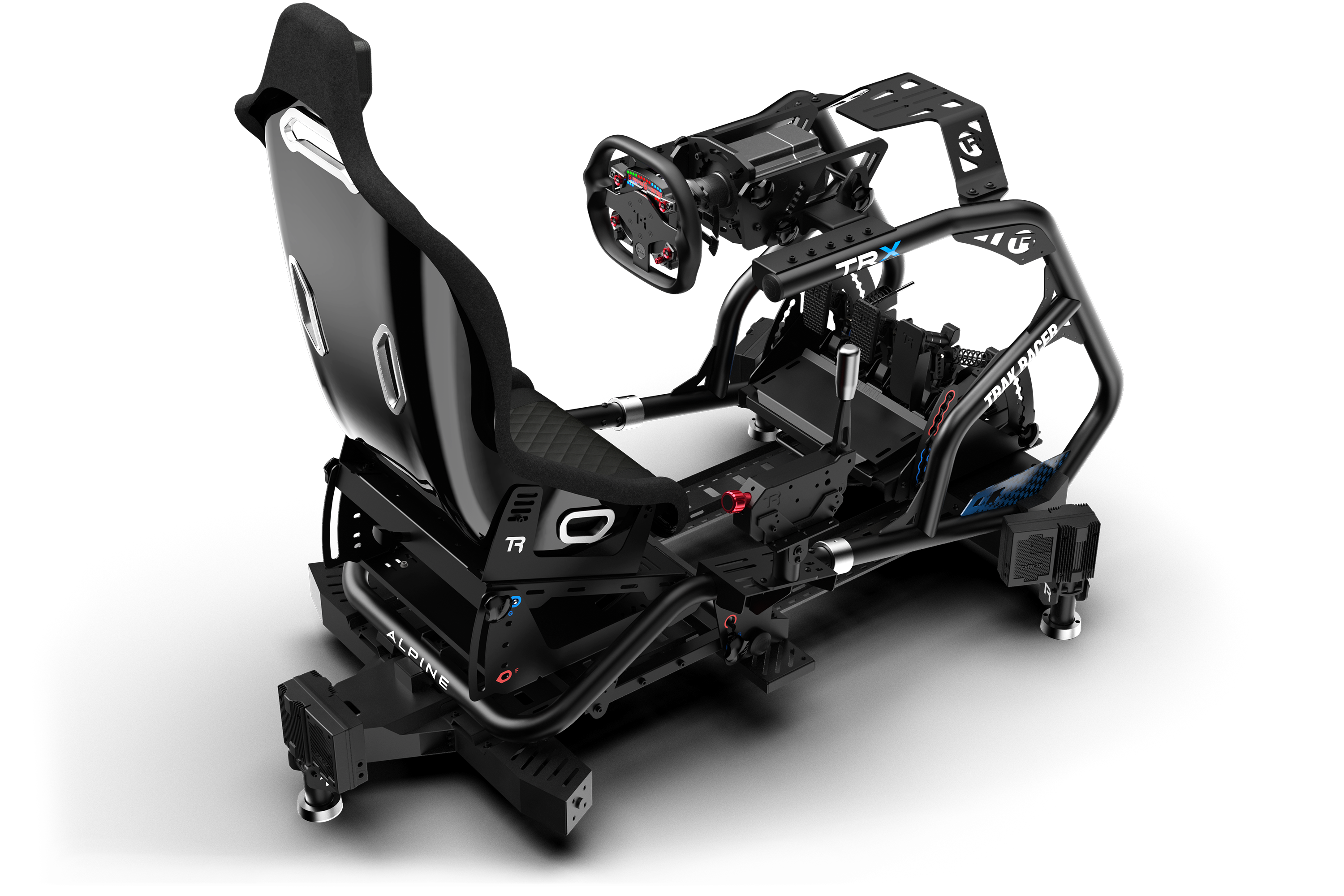 Trak Racer Motion System with 3 Actuators & Sim Base, shown with a D-BOX wheelbase 7