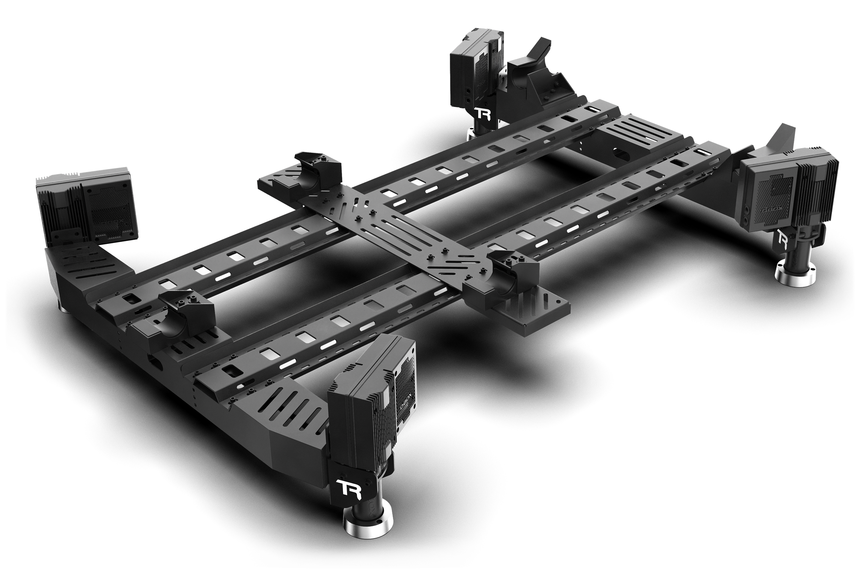 Trak Racer Motion System with 4 Actuators & Sim Base, shown with a D-BOX wheelbase 3