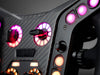 Backlit absolute encoders and buttons on the PGT Vector carbon faceplate