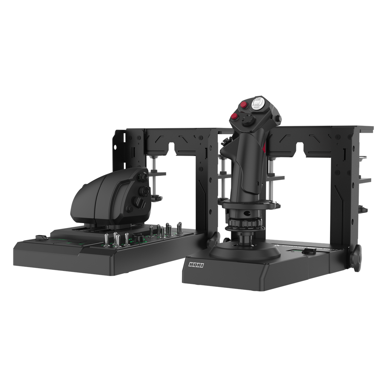 HORI HOTAS joystick and throttle fitted to their steel desk mounts