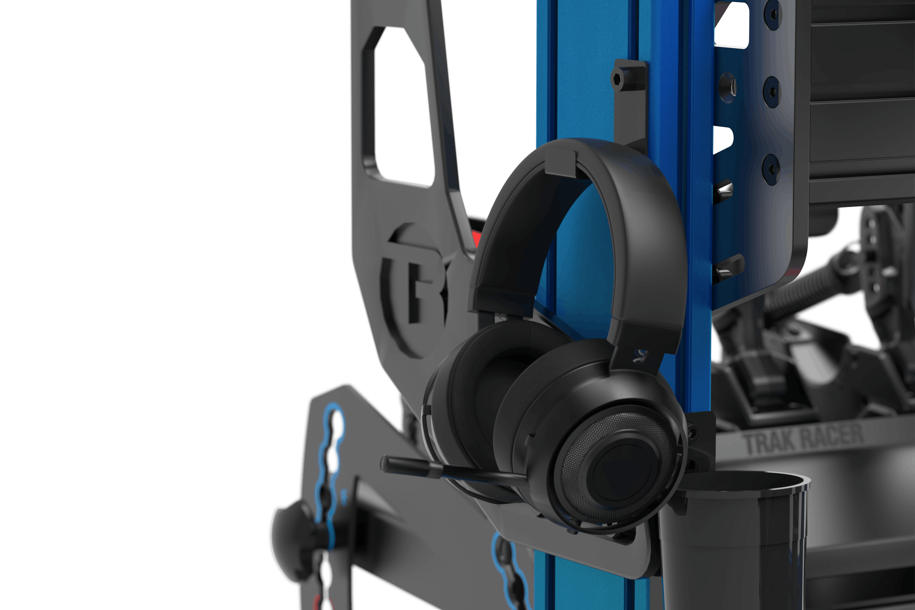 Trak Racer BWT Alpine F1 Team TRA Hybrid Racing Simulator, headphone hook and VR holder detail