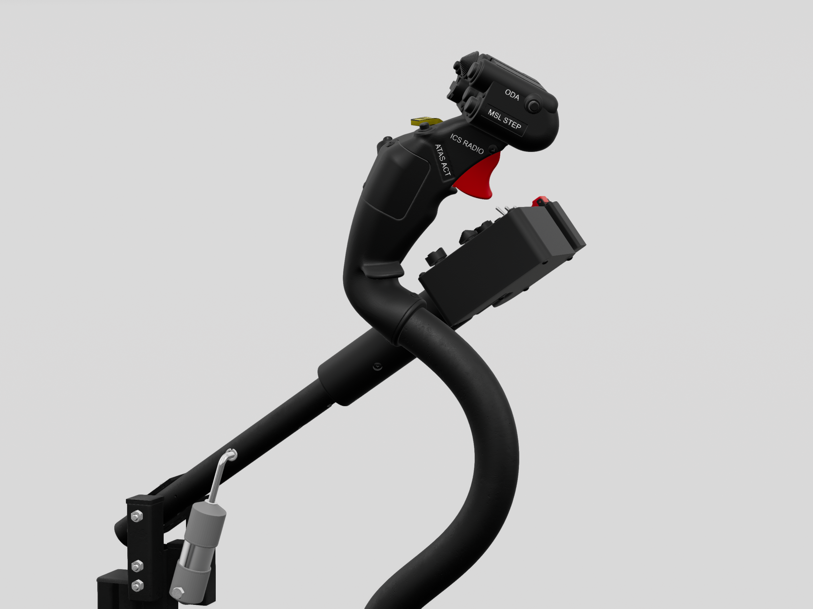 OH-58D cyclic grip and twist-throttle collective head close-up