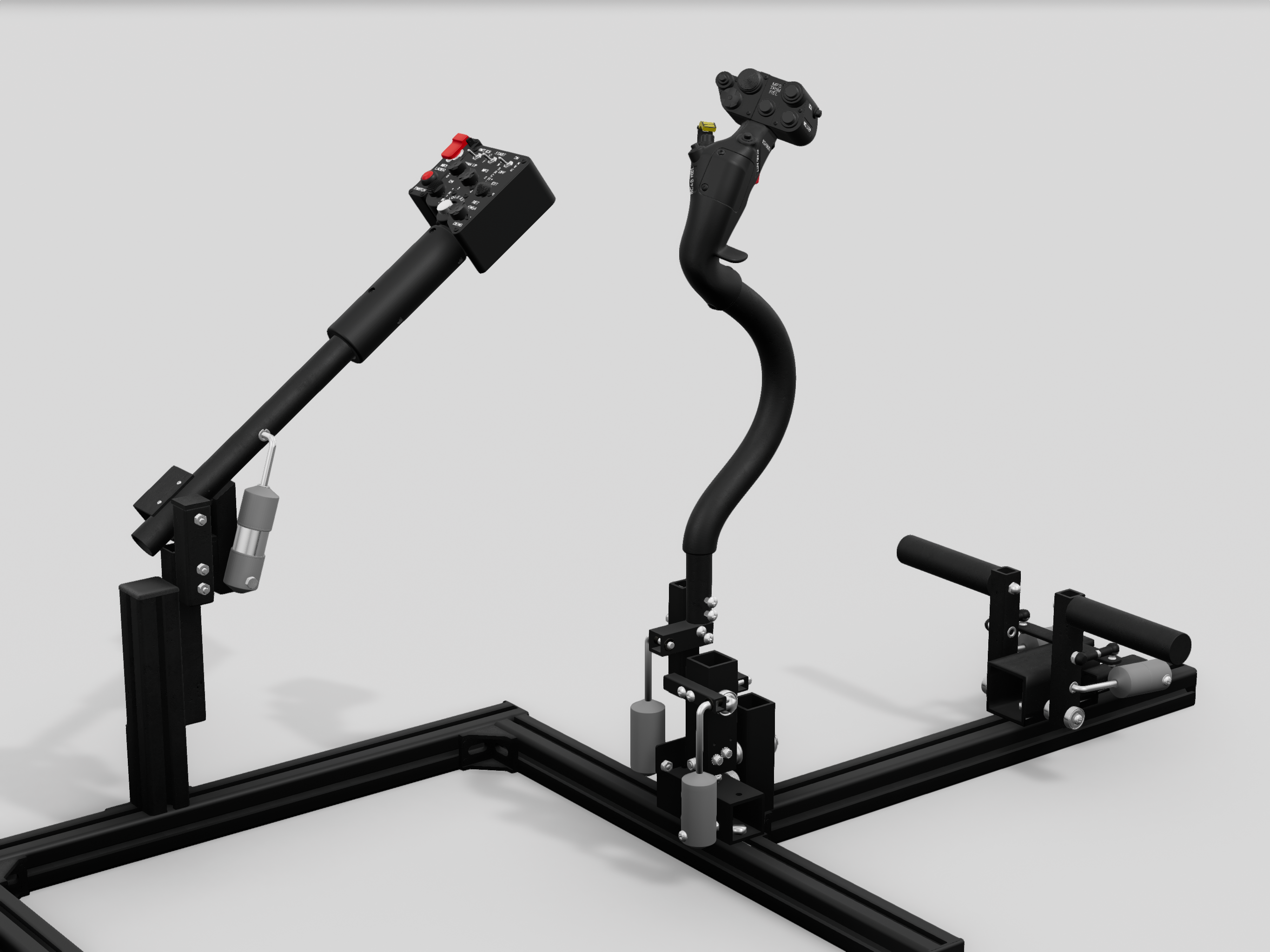 OH-58D Kiowa Max frame with collective, cyclic and pedals