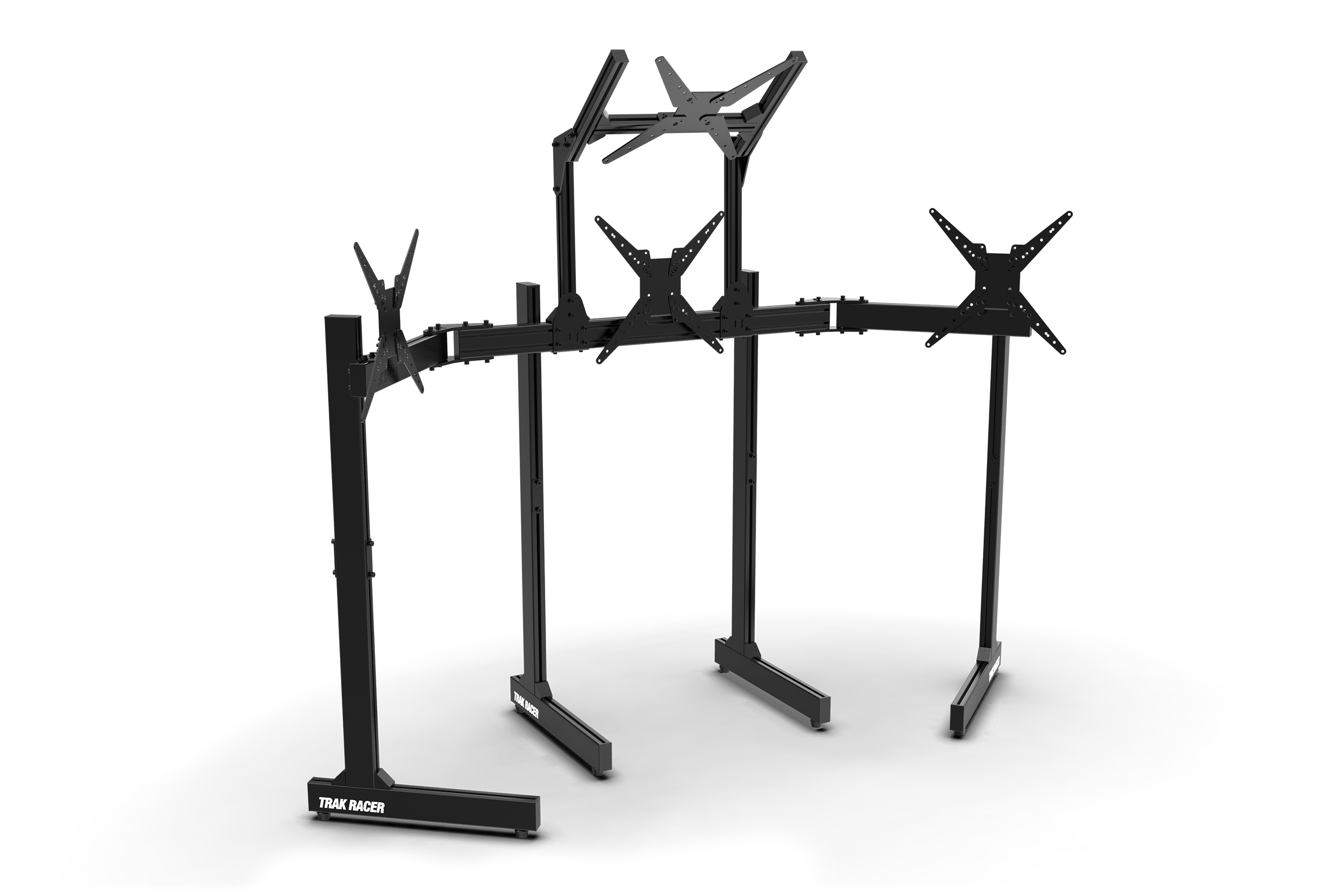 Trak Racer Freestanding Quad Monitor Stand With Extra Leg Supports
