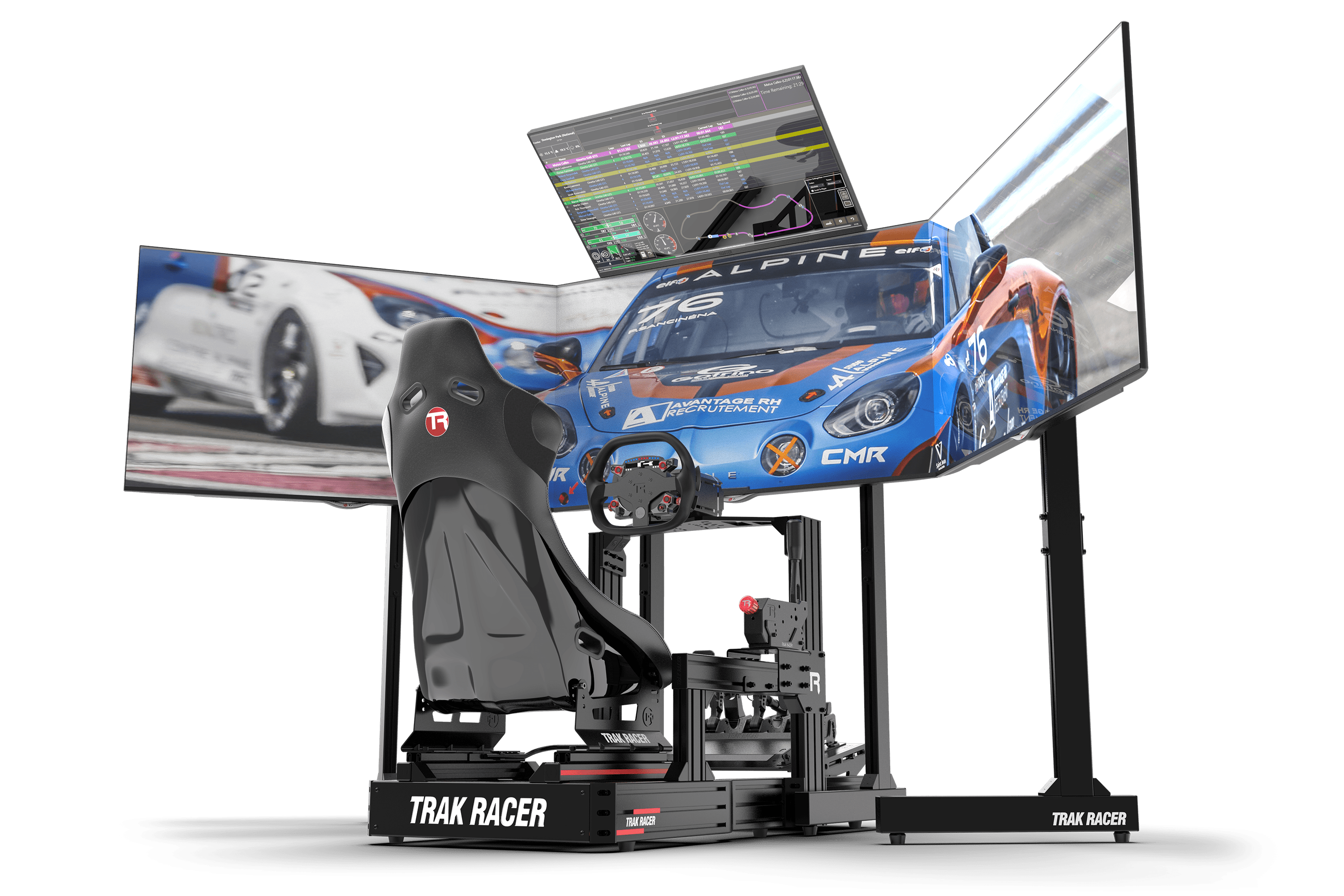 Trak Racer Freestanding Quad Monitor Stand With Extra Leg Supports
