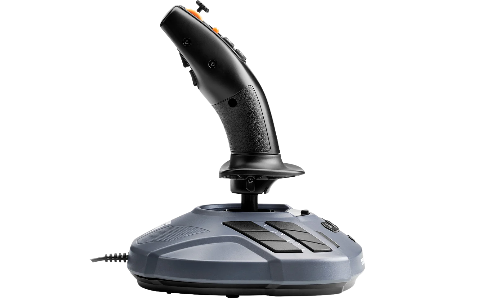 SimTask FarmStick side view showing the ergonomic grip