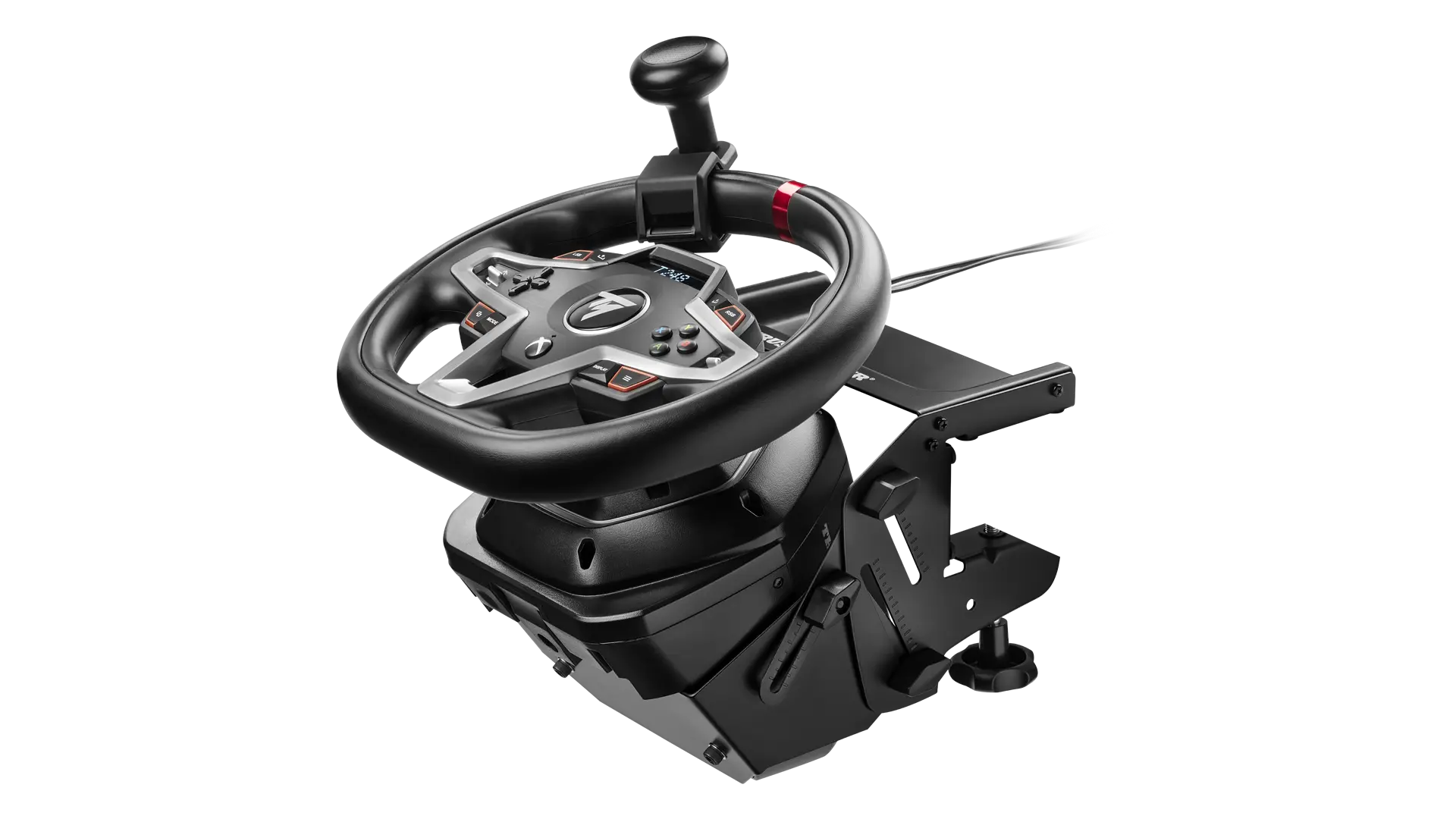 SimTask Steering Kit holding a wheel flat with spinner knob