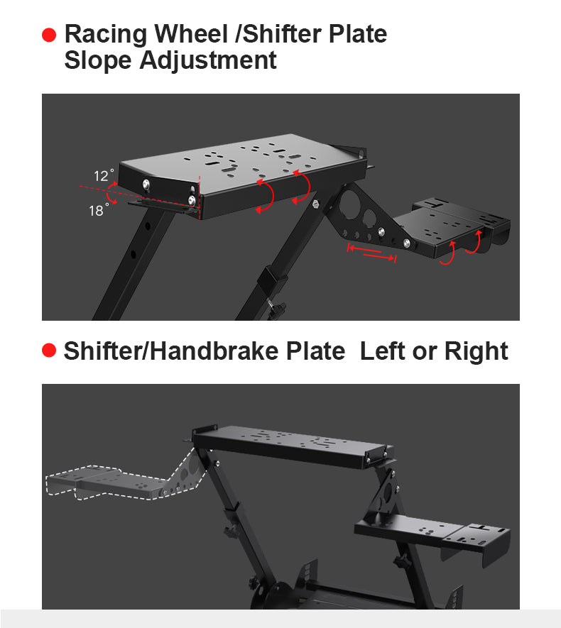 PXN A10 wheel plate tilt angles and left or right shifter and handbrake plate