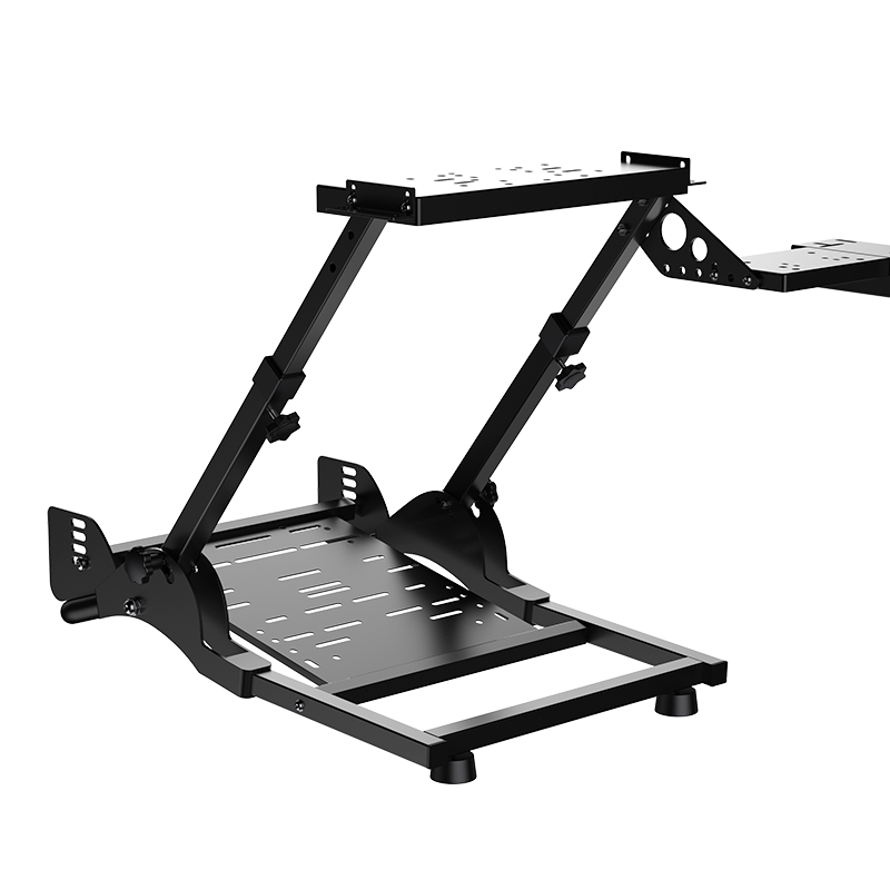 PXN A10 steering wheel stand angled view with shifter plate fitted on the right