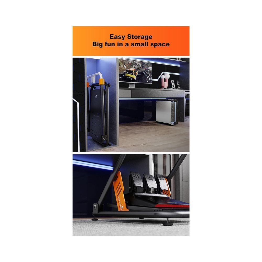 PXN A11 folded upright for storage beside a gaming desk