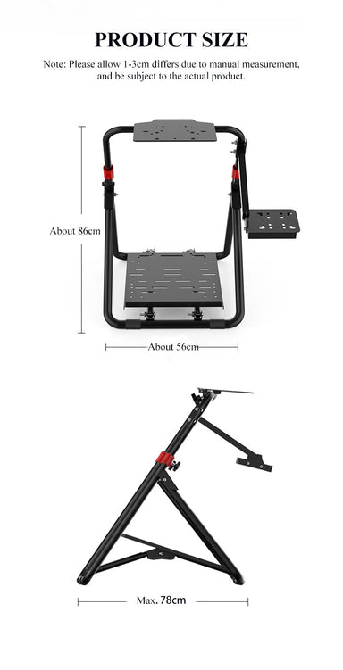 PXN A9 wheel stand size diagram, about 86cm tall and 56cm wide