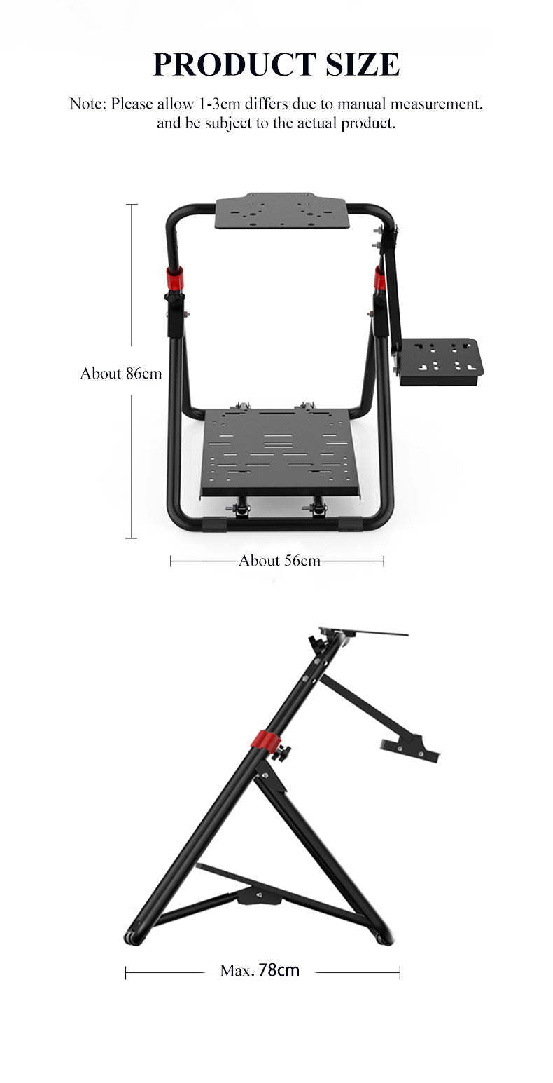 PXN A9 wheel stand size diagram, about 86cm tall and 56cm wide