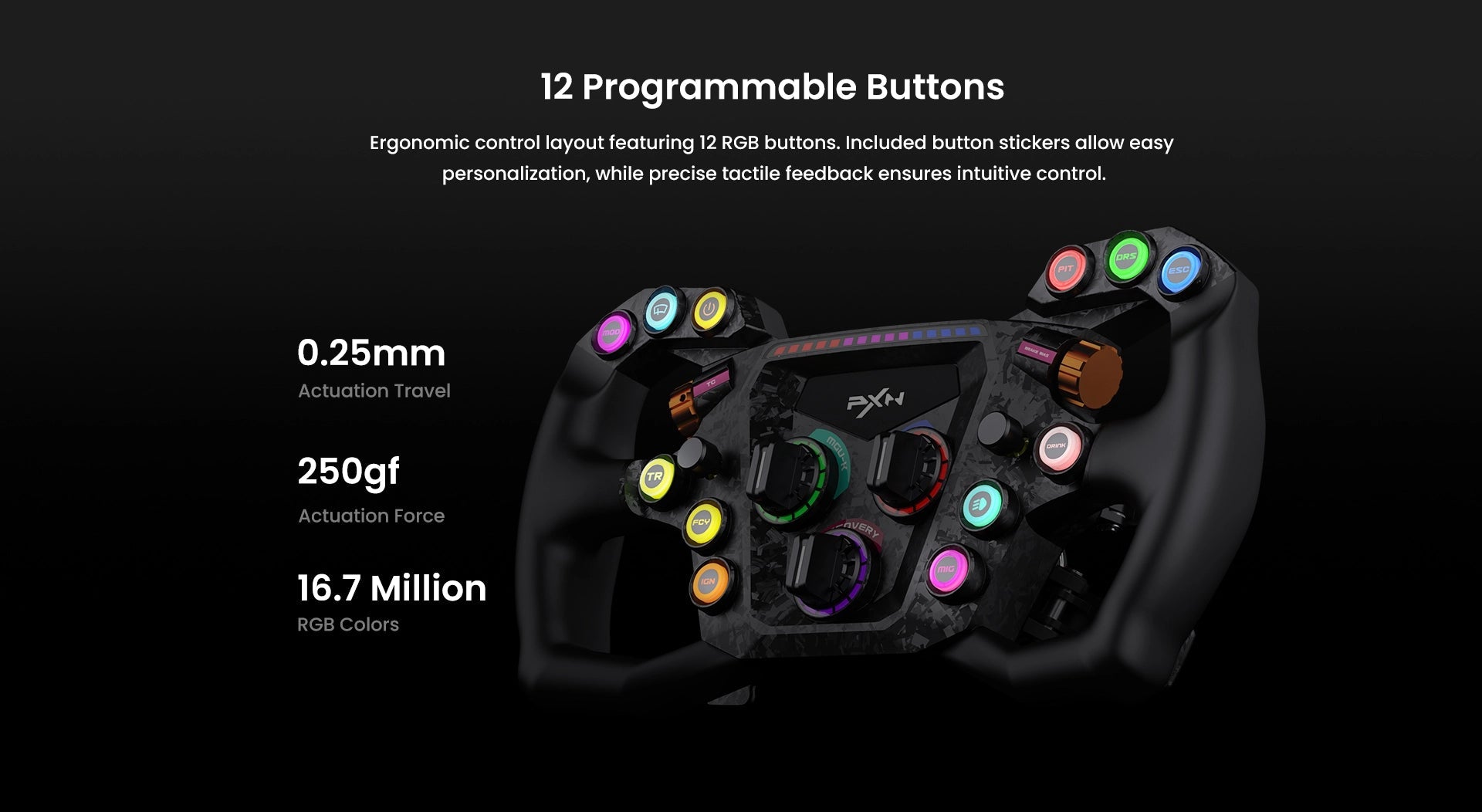 PXN GT ONE 12 programmable RGB buttons with 0.25mm actuation travel