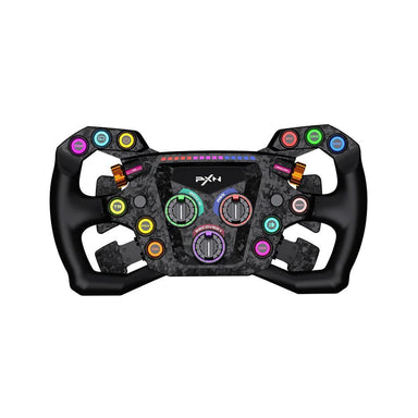 PXN GT ONE Racing Steering Wheel front view with RGB buttons and rotary encoders