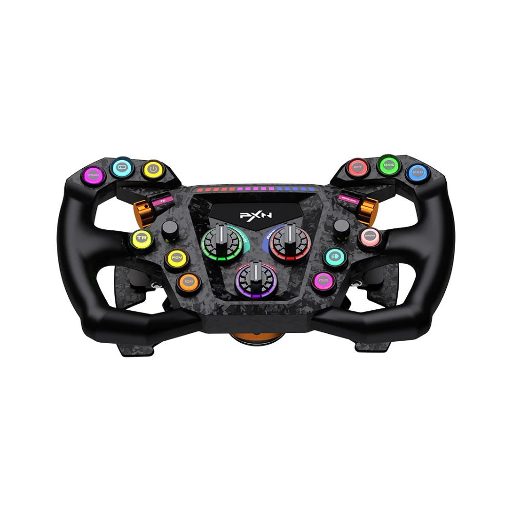 PXN GT ONE angled front view with RPM LED strip lit