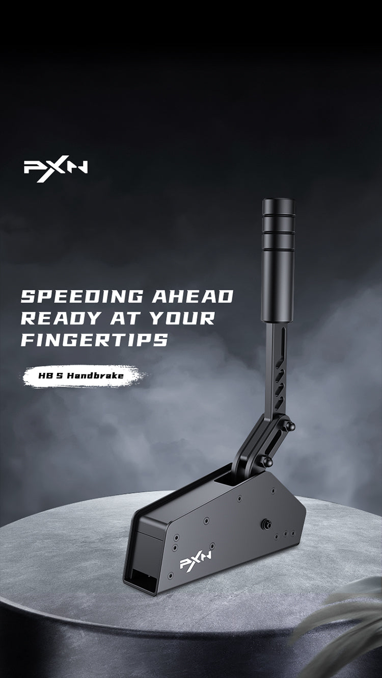 PXN HBS sim racing handbrake on a stone plinth