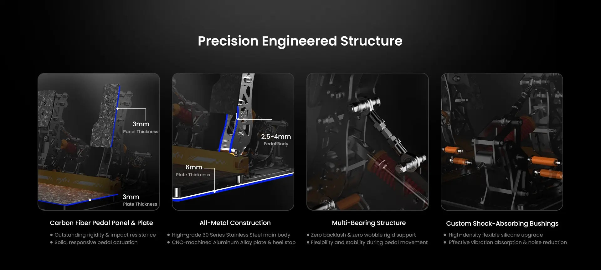 PXN Vector X load cell pedals precision engineered structure