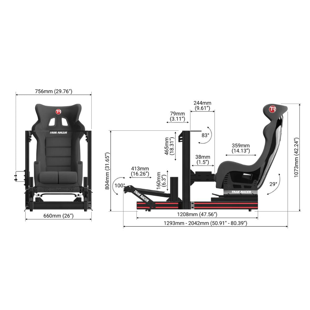 Trak Racer TR80 and GT racing seat  - measurements