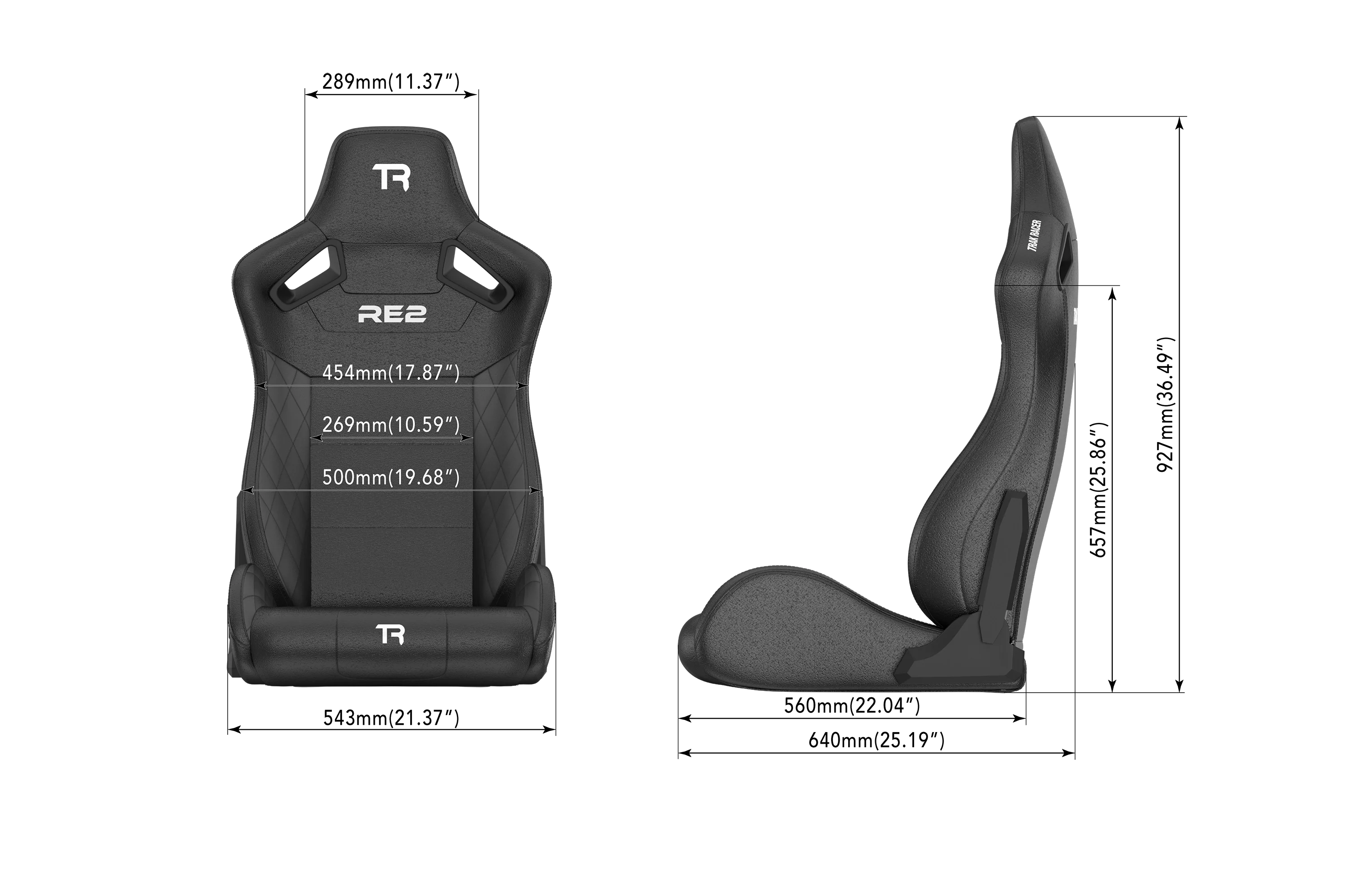 Trak Racer RE2 Dual-Lock Reclining Sim Racing Seat (Black)