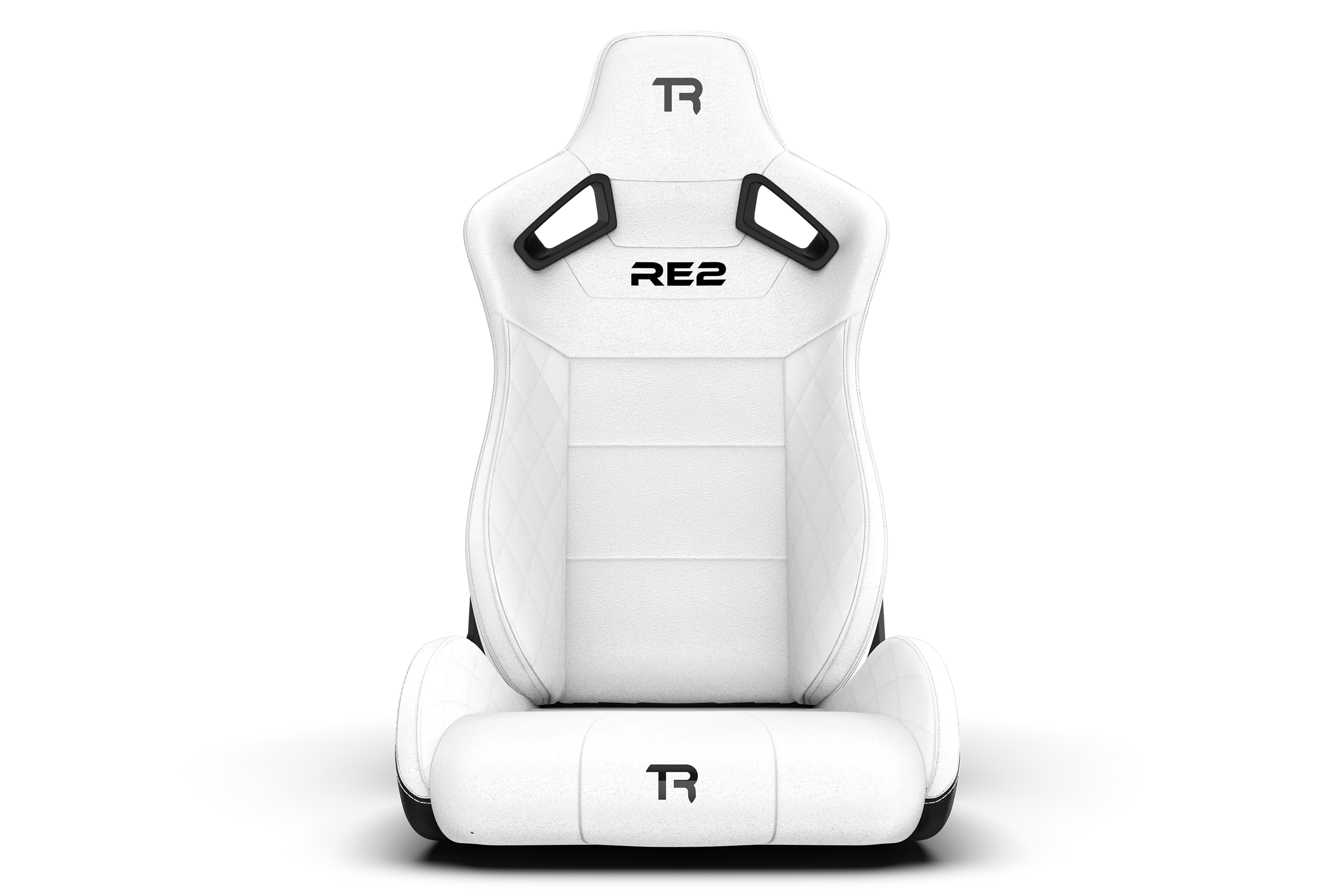 Trak Racer RE2 Reclining Sim Racing Seat (White Diamond Stitch), front view