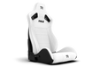 Trak Racer RE2 Reclining Sim Racing Seat (White Diamond Stitch), angled hero view