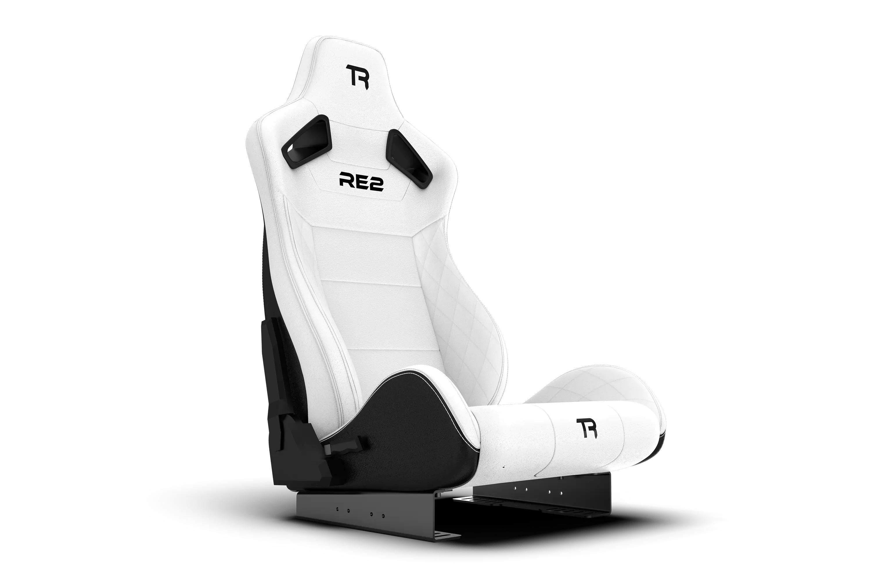 Trak Racer RE2 Reclining Sim Racing Seat (White Diamond Stitch), hero product view