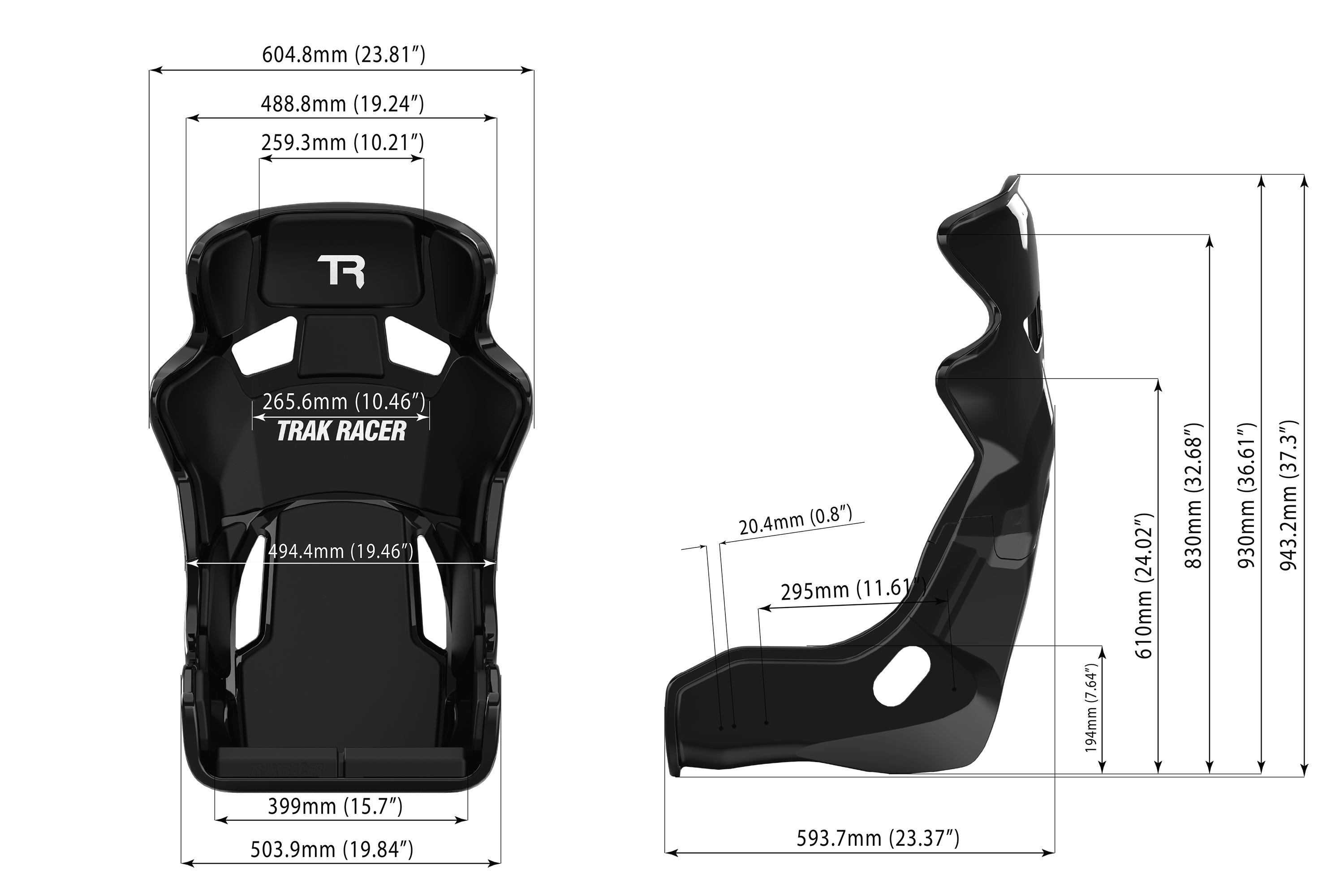 Trak Racer TR Series GT Fibreglass Racing Seat – Black