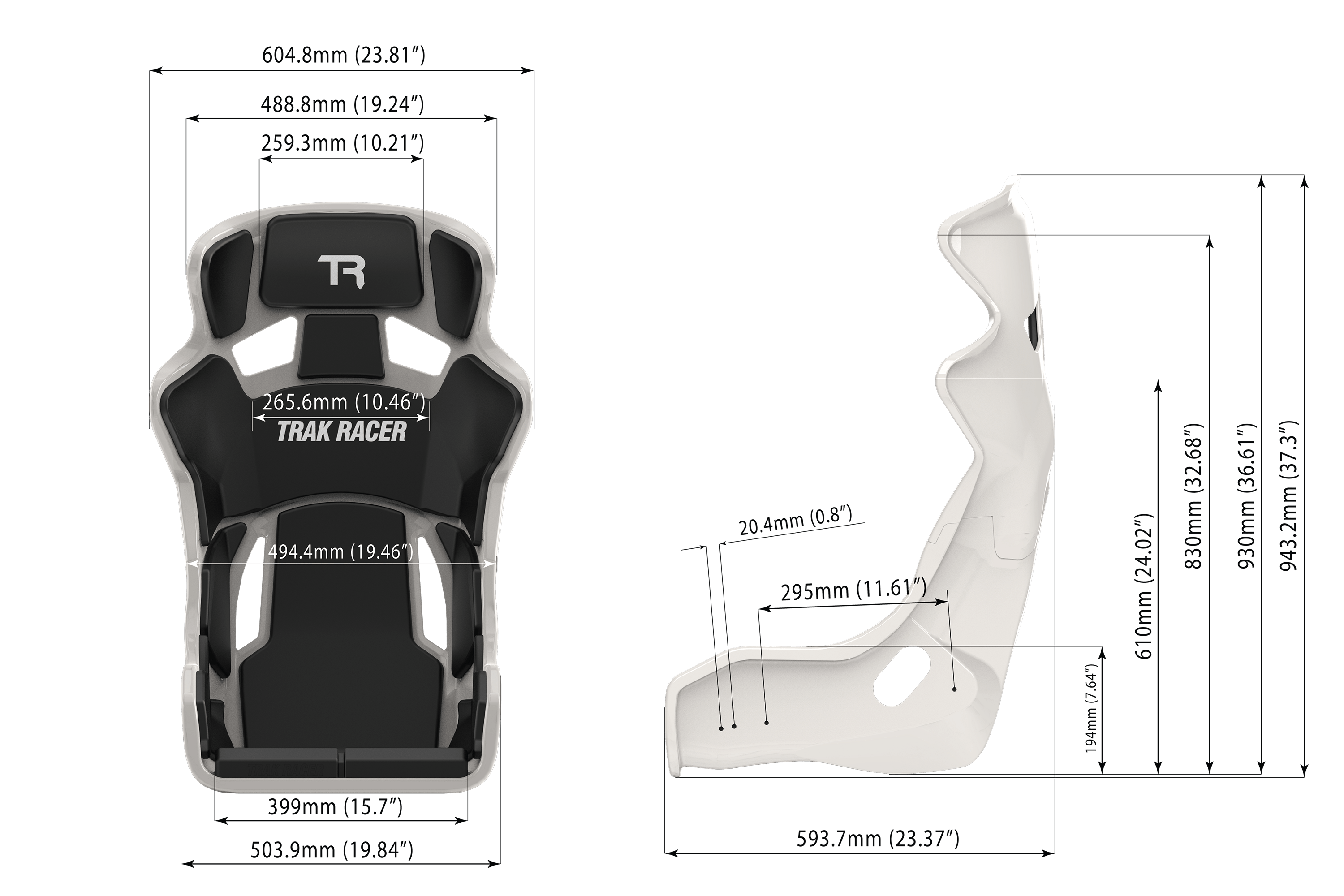 Trak Racer TR Series GT Fibreglass Racing Seat – Grey