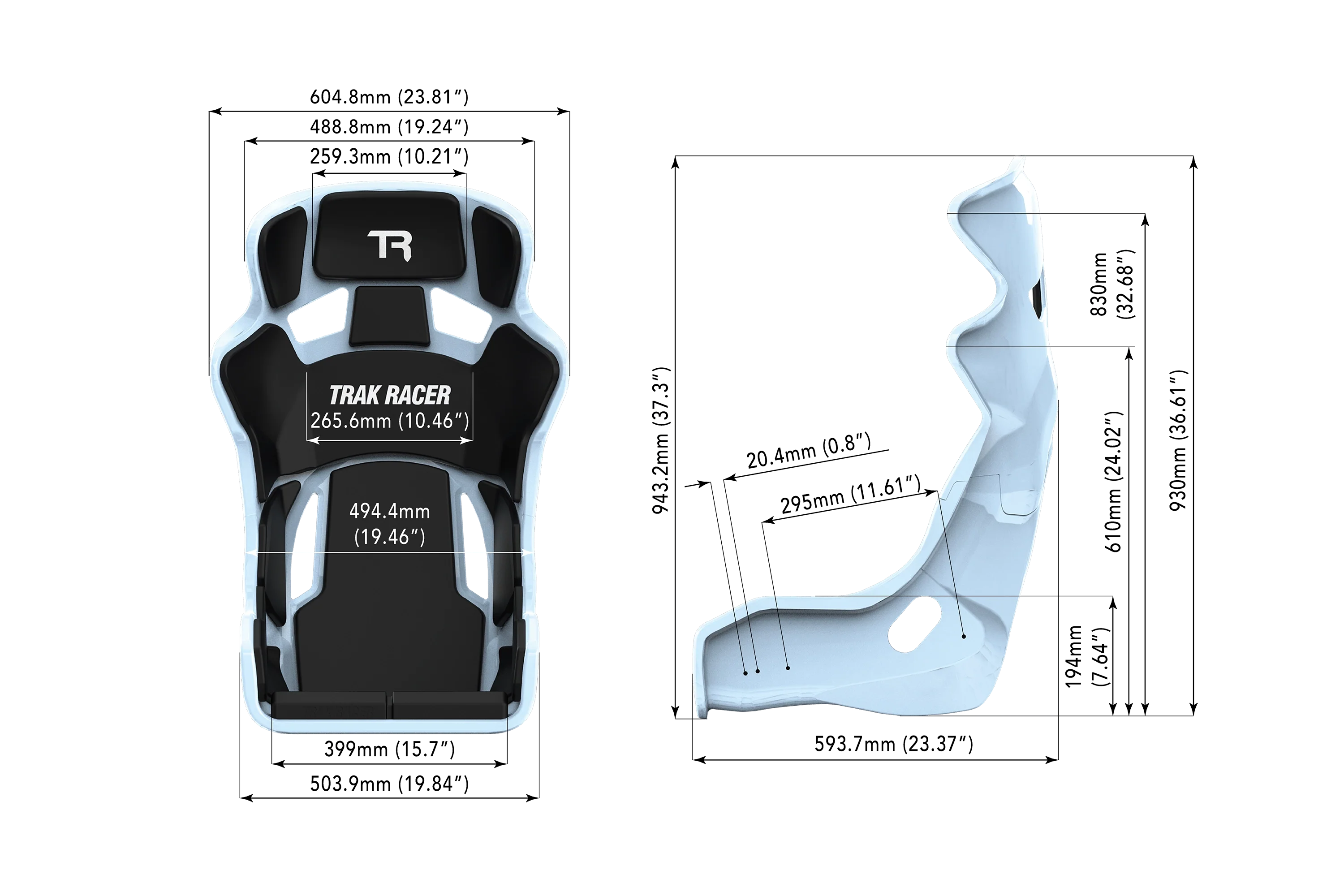 Trak Racer TR Series GT Racing Seat (Pearlescent), fitted to a Trak Racer cockpit 4