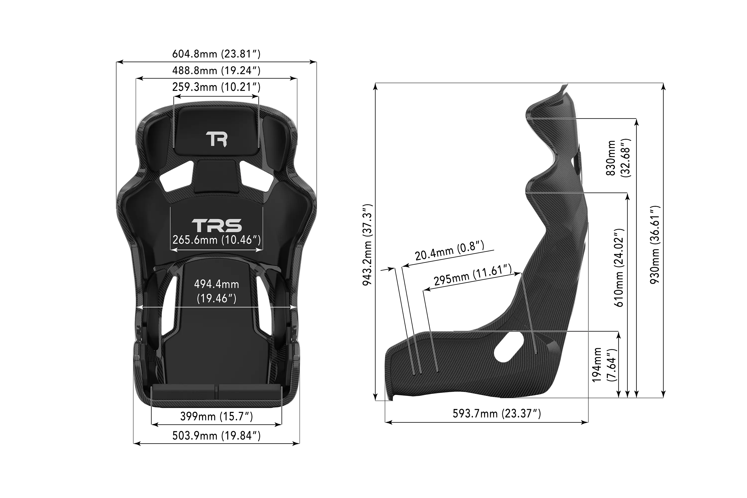 Trak Racer TR Series GT Racing Seat (Dry Carbon Fibre), additional product view