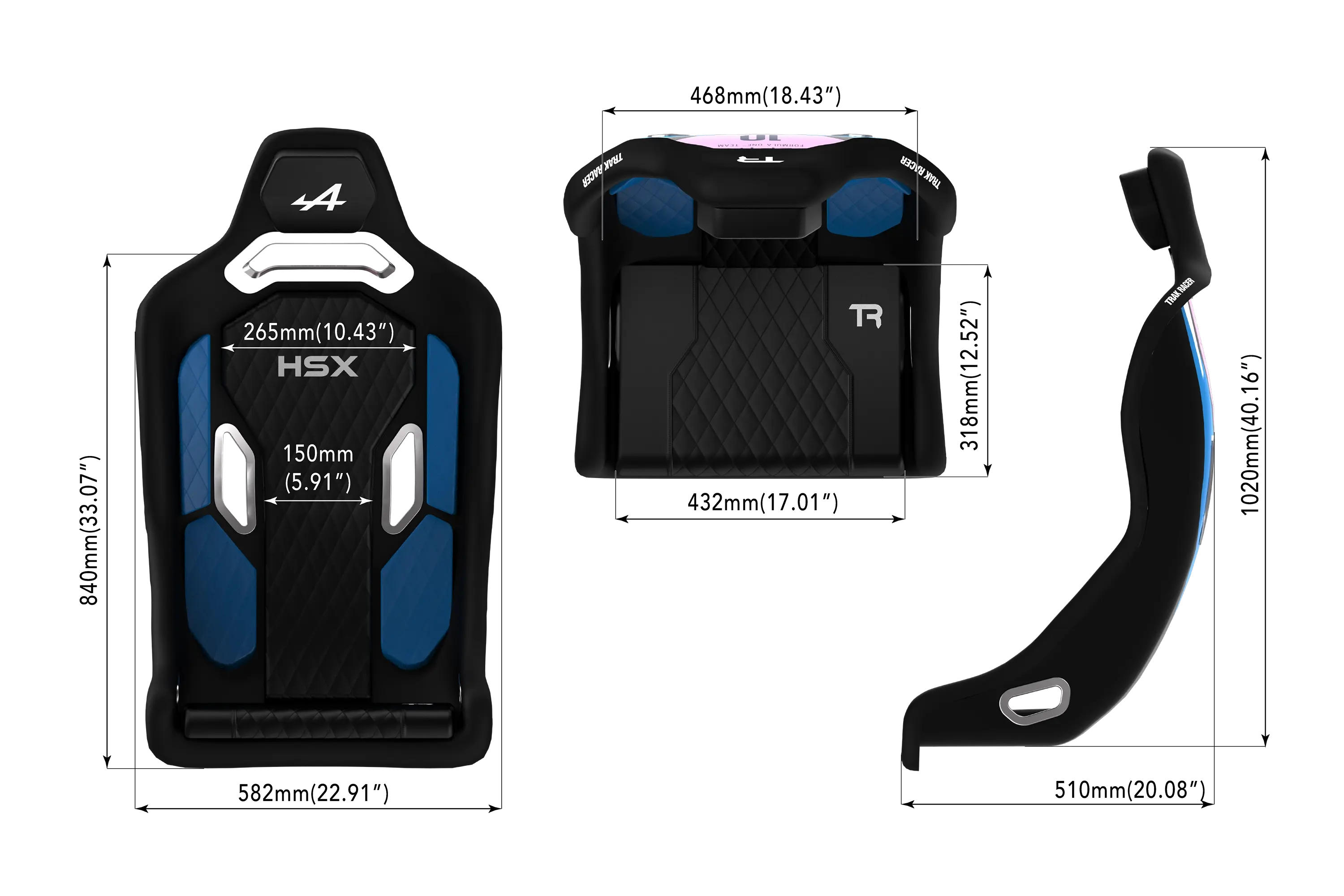 Trak Racer HSX Hybrid Formula Fibreglass Racing Seat (BWT Alpine F1 Edition)