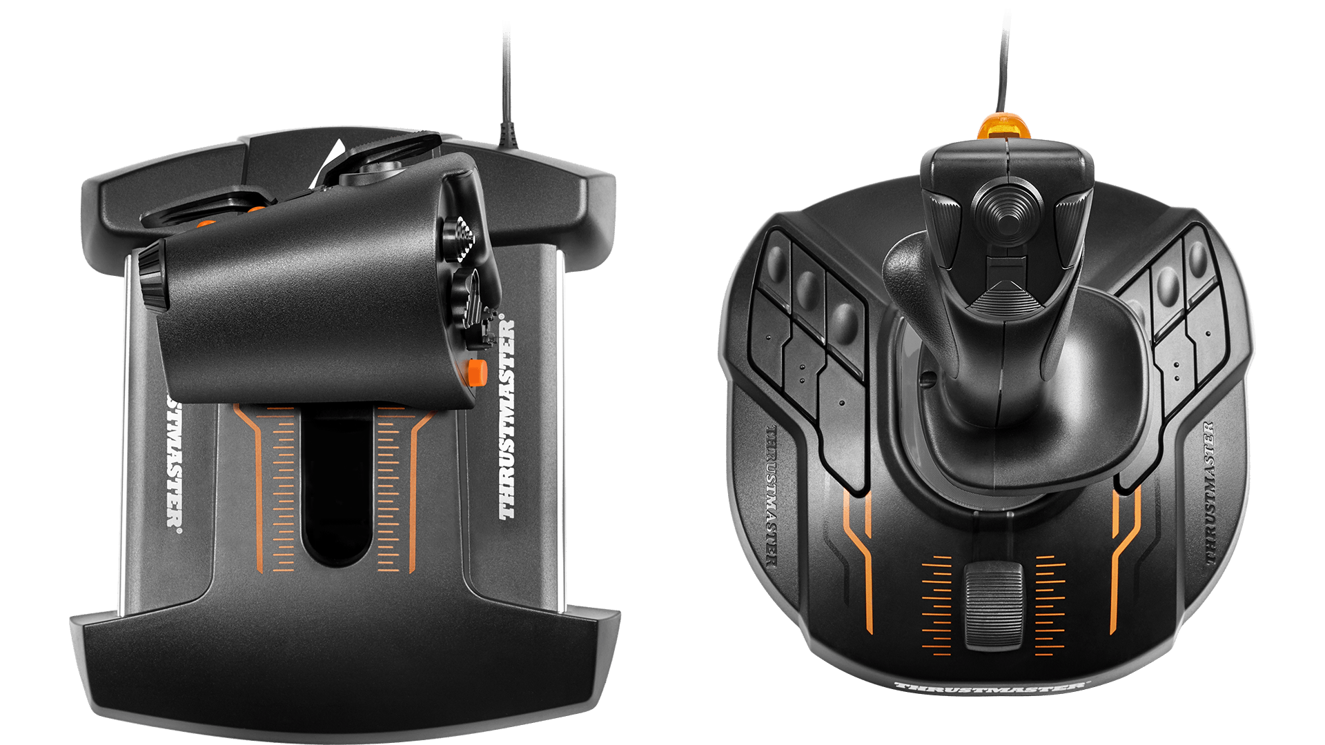 Rear and top views of the TWCS throttle and FCS joystick