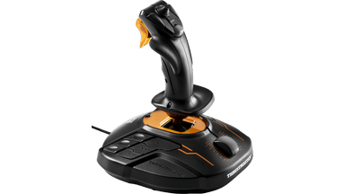 T.16000M FCS joystick at an angle showing the base buttons