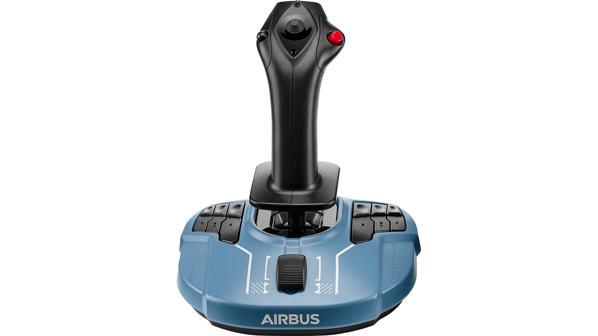 TCA Sidestick Airbus Edition front view with Airbus branding on the base