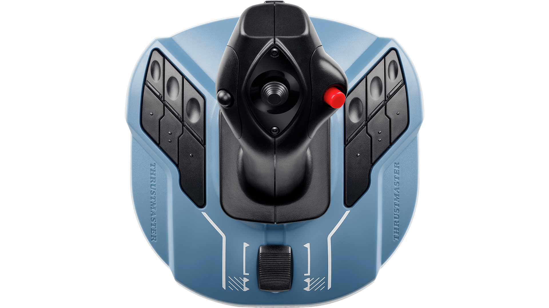 TCA Sidestick Airbus Edition from above showing the button modules