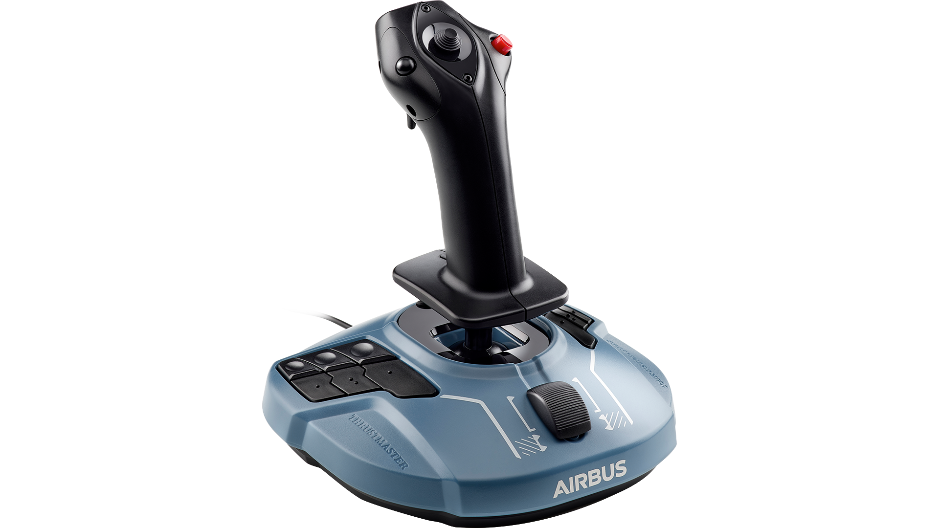 TCA Sidestick Airbus Edition at an angle showing the base throttle