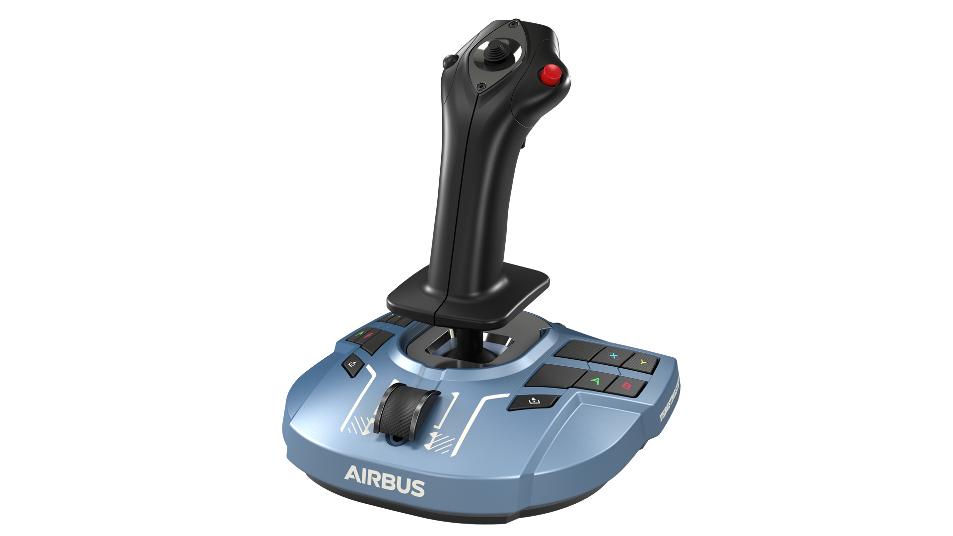 TCA Sidestick X Airbus Edition front view with Airbus branding