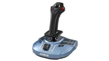 TCA Sidestick X Airbus Edition front view with Airbus branding